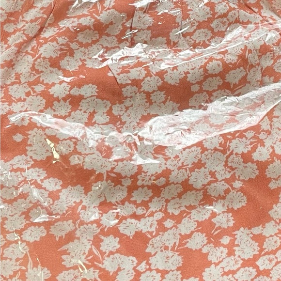 1 LEFT! Peach White First Floral Lined Stretchy Waist Spring Summer Maxi Skirt - Picture 4 of 4